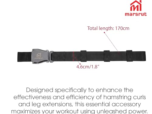 Black Logo Gym Seatbelt for Leg Extensions & Hamstring Curls - 5.6ft
