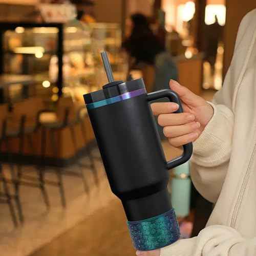 Flower Gradient Silicone Boot, Compatible with Stanley Quencher Adventure 40oz 30oz & IceFlow 20oz 30oz Tumbler, Protective Chameleon Cup Sleeve, Bottom Cover for Hydroflask 12oz-24oz