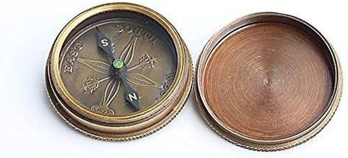 Engraved Solid Brass Compass with Leather Case – Vintage Gift for Travelers & Adventurers