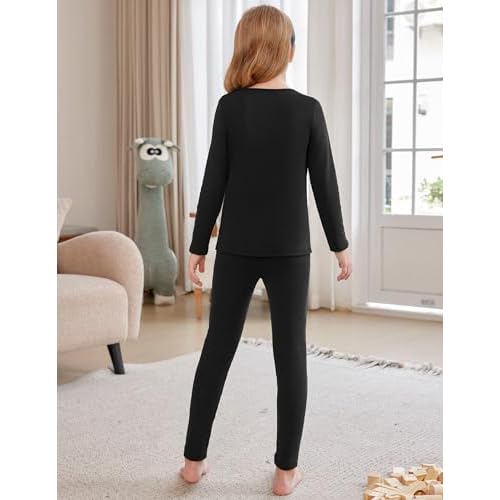 Arshiner Girls Thermal Underwear Set Long Johns Cold Weather Kids Base Layer Top Bottom