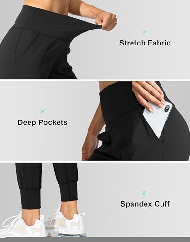 High Waisted Women's Joggers with Pockets - Loose Fit Yoga Pants for Workout & Lounge
