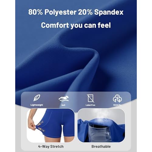 Runhit Biker Shorts Women with Pockets - 8''/5''/3'' High Waisted Yoga Workout Gym Spandex Tummy Control Shorts