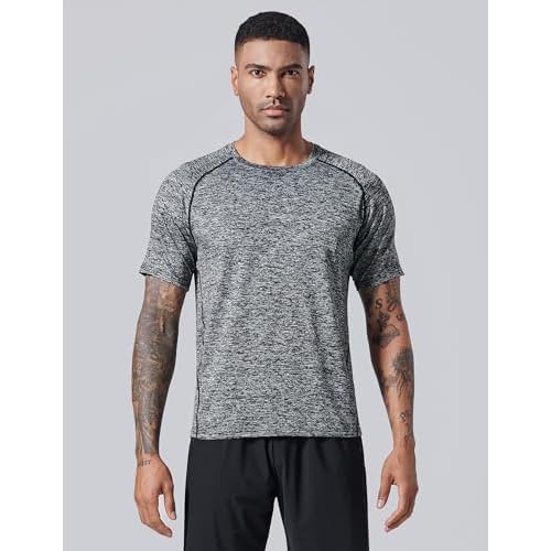5 Pack Men¡¯s Active Quick Dry Crew Neck T Shirts | Athletic Running Gym Workout Short Sleeve Tee Tops Bulk