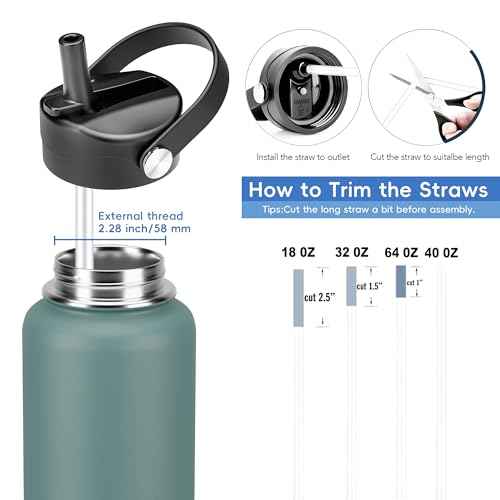 Straw Lid for Hydro Flask Wide Mouth, Lids with Straw for Hydroflask 12 16 18 20 32 40 oz Wide Mouth, Replacement Straw Cap for Hydroflask, Top Sport Bottle Lid