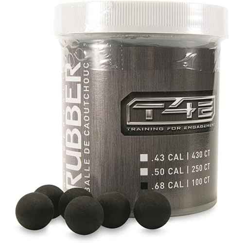Umarex T4E Premium Rubber Ball Ammo for Paintball Guns, Black, .68 Caliber, 100 Count