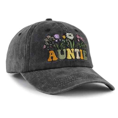 Auntie Hat for Women, Adjustable Embroidered Cotton Aunt Garden Baseball Cap