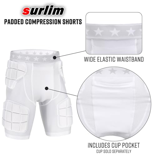 Men's Football Girdle with 5 Padding Zones - Medium White