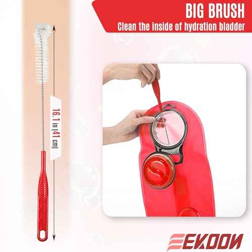 Feekoon Reservoir Hydration Bladder Cleaning Kit, Water Bladders Cleaner Set Includes Brushes, Drying Collapsible Frame and Carrying Bag, Water Reservoir Cleaning Tools for Hydration Backpack