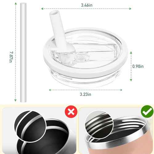 2 Pack 30 oz Tumbler Flip Straw Lid Replacement Compatible for Stanley Quencher, Leak Proof Lid Replacement for 30 OZ Stanley H2.0 FlowState Tumbler,Spill Proof Splash Reusable (White)