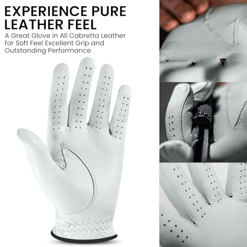 Men's Cabretta Leather Golf Gloves Left Hand Large with Ball Marker - Do Not 3 Putt