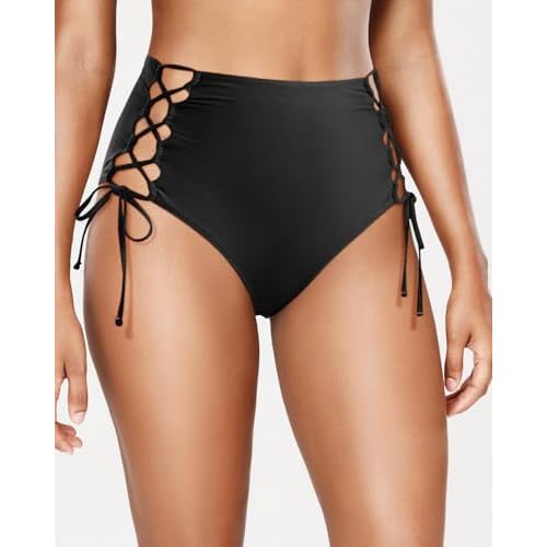 Holipick Women High Waisted Bikini Bottoms Tummy Control Swimsuit Bottoms Tie Side Bathing Suit Swim Bottom
