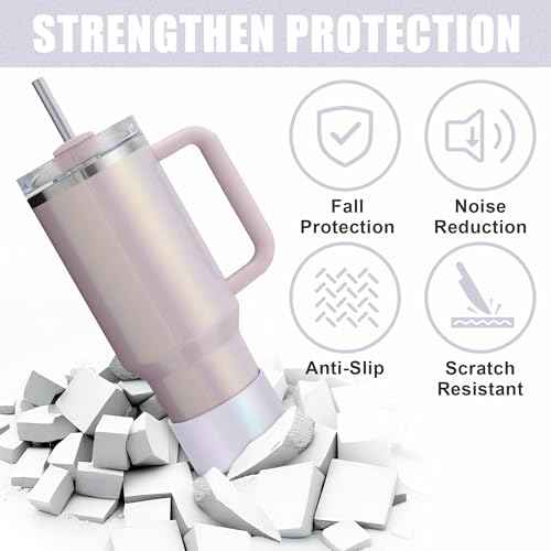 Vmini Silicone Boot with Dreamy Gradient for Stanley Quencher 40/30/20 oz Tumbler & IceFlow 30/20oz, Metallic Luster Cup Sleeve for 12-24oz Water Bottles, Cup Accessories for Stanley Bottom Protector