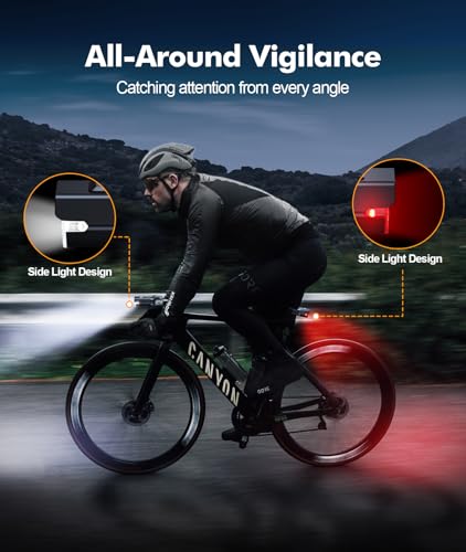 Black 7 LED Bike Lights Set - Front & Rear Bicycle Lights with Adjustable Modes, Waterproof & Rechargeable