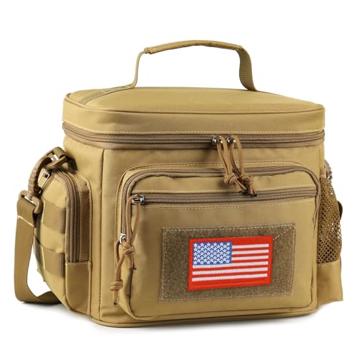 Brown Medium Insulated Tactical Lunch Box 12L Leakproof Cooler Bag for Men