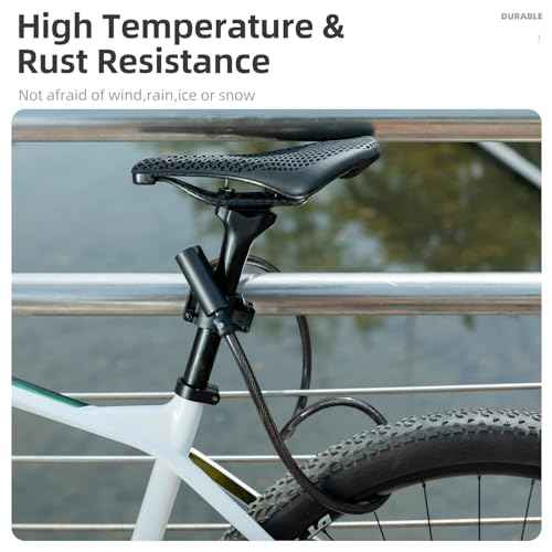 ROCKRBOS Bike Cable Lock with Keys, 2 Keys & 1 Mount Bracket, ABS Lock Shell, Cable Lock for Bike/Gate/Scooter