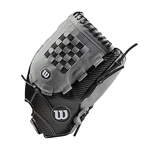 Wilson 14 Inch Slowpitch Softball Glove - Right Hand Throw, Black/Grey Web