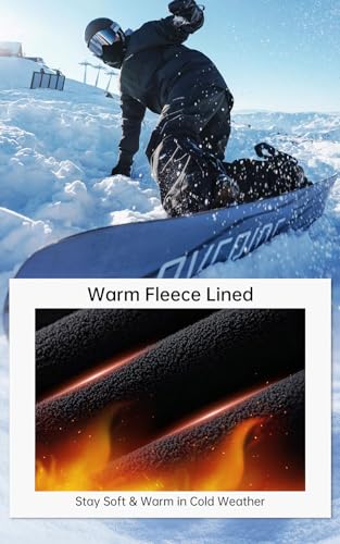 Men's Snow Pants Ski Softshell Warm Outdoor Fleece Lined Insulated Waterproof Winter Work Travel Hiking Pants - Black, Small