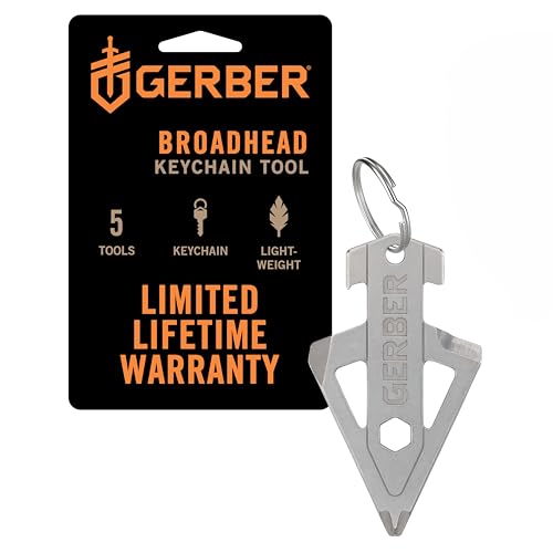 Gerber Broadhead EDC Keychain Multi-Tool Silver - 5-in-1 Pocket Carry