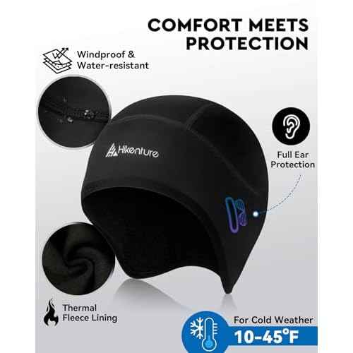Hikenture Skull Cap Helmet Liner with Glasses Holes, Winter Thermal Cycling Cap for Men & Women, Cycling Hat Beanie
