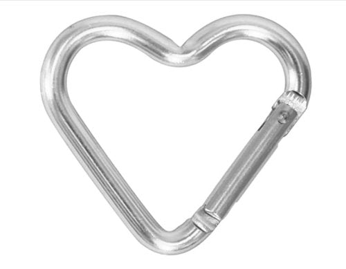 Cute Heart Shaped Carabiner Clip Aluminum Alloy Keychain, Small Carabiner Clip, Spring Snap Key Chain Clips Camping Backpack Clips Heavy Duty Carabiner Lightweight Aluminum Alloy Keychain (Silver)