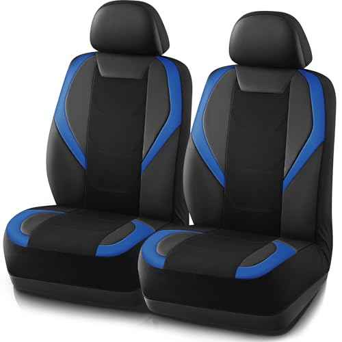 Road Comforts Car Seat Cover, Leather Mesh Front Seat Cover, Universal Fit for Most Cars, SUVs, Trucks, and Vans, Airbag Compatible - Blue