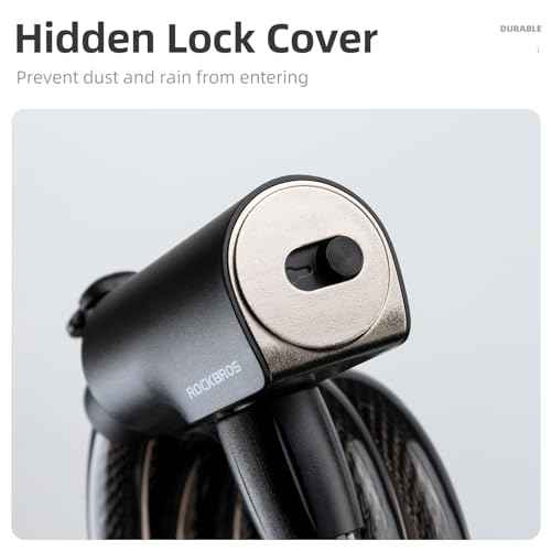 ROCKRBOS Bike Cable Lock with Keys, 2 Keys & 1 Mount Bracket, ABS Lock Shell, Cable Lock for Bike/Gate/Scooter
