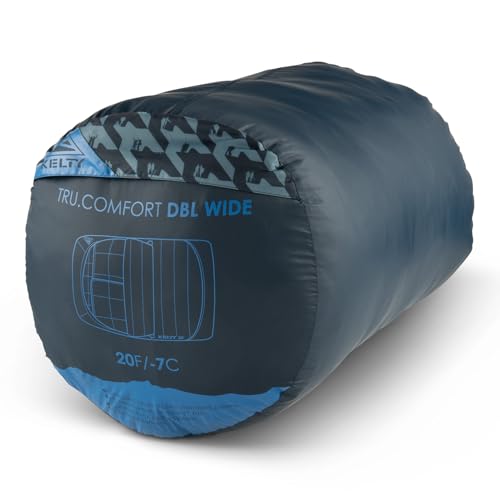 Kelty Tru.Comfort Doublewide 2P 20 Degree Sleeping Bag, Two Person, Synthetic Fill, Couples & Family Camping, Overlanding – Removable Blanket, Wider Than Queen Sized Bed, Updated 2023 (Pageant Blue)
