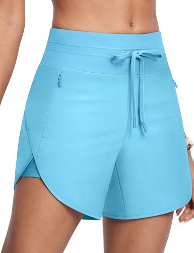 ISEEGZ Women's Swim Board Shorts 5.5-Inch Inseam Eternal Blue Medium