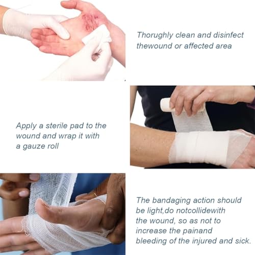 Gauze Bandage Rolls 12PCS Conforming Bandage 5cmX2m Elastic Bandage Wraps Soft Bandages for Wounds Compression Bandages for Finger Ankle Wrist
