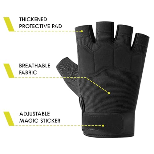 Black Medium Tactical Fingerless Gloves for Climbing Cycling Motorcycle Outdoor Sports