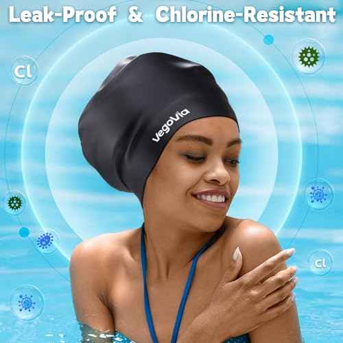 Large Swim Cap for Braids and Dreadlocks, Waterproof Silicone Swimming Cap for Women Men Adult Long Hair to Keep Hair Dry