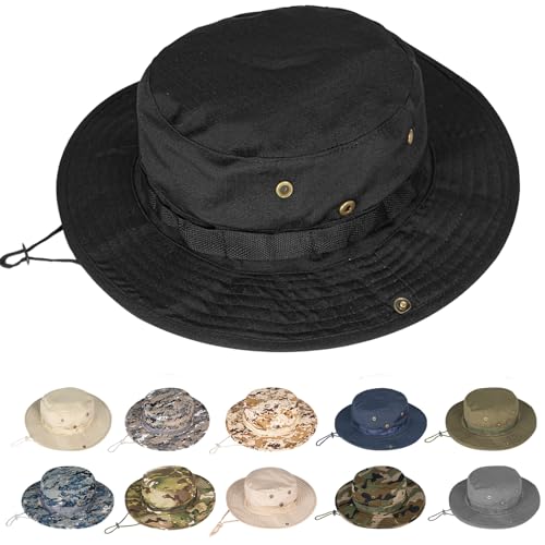 Rosoz Sun Hats for Men and Women Bucket Hat UPF Protection Wide Brim 1 Pack - Black