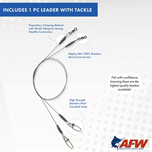 AFW Titanium Fishing Leader 12 Inch 50 lb Test Black - Single Strand