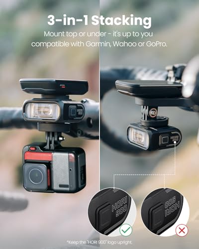 Bike Light 900 Lumens USB-C Rechargeable Waterproof Dual Mount - Black