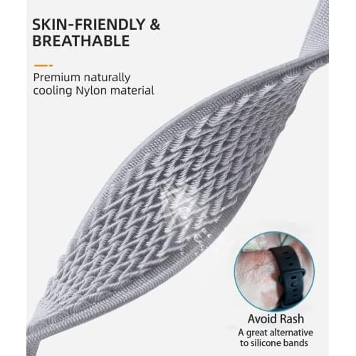 Adorve Compatible with Fitbit Versa 3/Fitbit Versa 4 /Fitbit Sense/Sense 2 Bands for Women Men, Adjustable Stretchy Solo Loop Elastic Nylon Sport Strap for SmartWatch Replacement