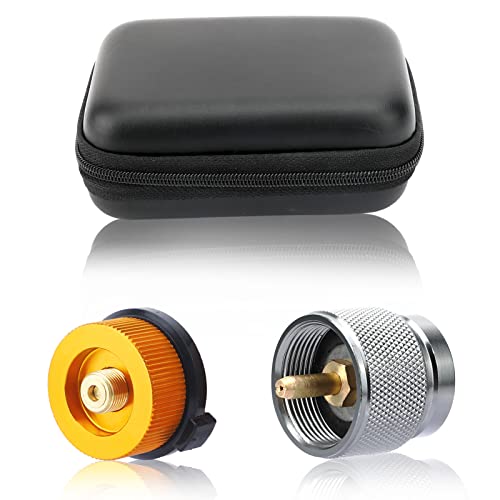 SAN LIKE 2pcs Camping Stove Adapter Butane Canister Adapter EN417 Lindal Valve Canister Shifter Propane Adapter Isobutane Fuel Canister with Exhaust Air Pressure Button