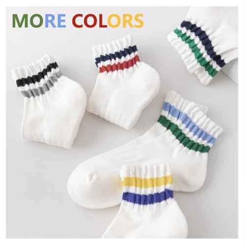 Women Striped Retro Novelty Crew Socks Sporty Thick Cotton Quarter Tube Socks