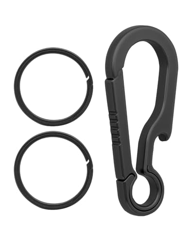 Black Titanium Carabiner Keychain Clip with Key Rings - Large 2.6"