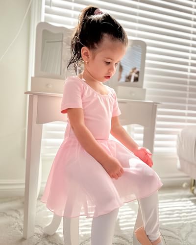 Girls Toddler Ballet Leotard Dress - Pink Cross Back, Size 5-6 Years