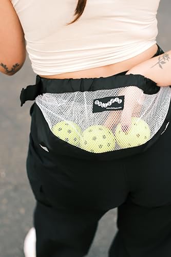Ballzie Pickleball Holder Black - Adjustable Sports Ball Pouch for Tennis & Pickleball