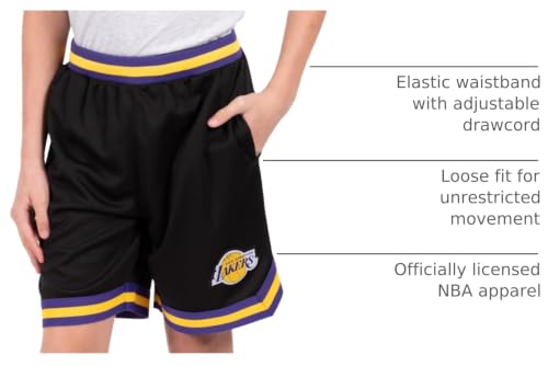 NBA Official Basketball Shorts - Los Angeles Lakers, Black, Size 10-12 - Classic Fit