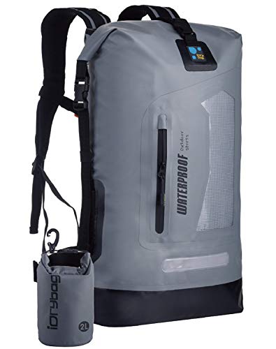 IDRYBAG Waterproof Dry Backpack 30L Gray for Kayak & Outdoor Adventures