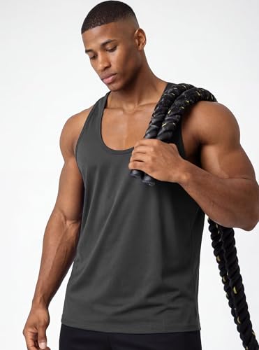 Men's Workout Tank Top - Grey Medium - Sleeveless Muscle Bodybuilding Shirt