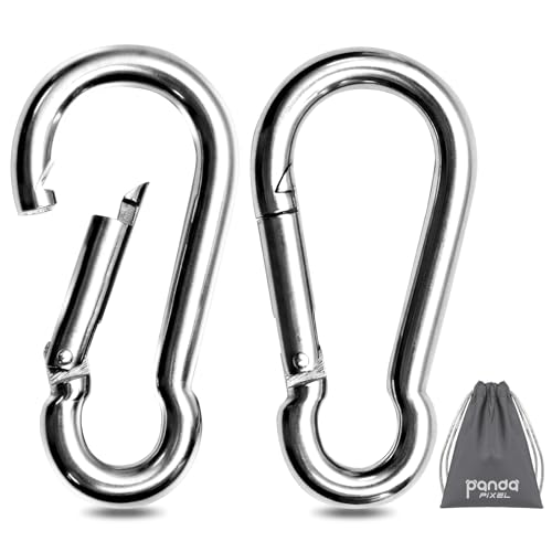 Pixel Panda 3.1&4 Inch Heavy Duty Carabiner Clips Load 1000lbs, 2&4&8Pack Large Snap Hooks for Gym, Outdoor, Swing, Hammock