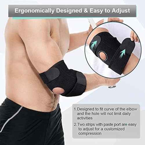Elbow Brace for Tennis & Golfers Elbow - Compression Support with EVA Padding, Adjustable Straps, Pain Relief for Tendonitis, Arthritis, Post-Surgery Recovery - Unisex, Fits 6.7¡±-15¡± Arms