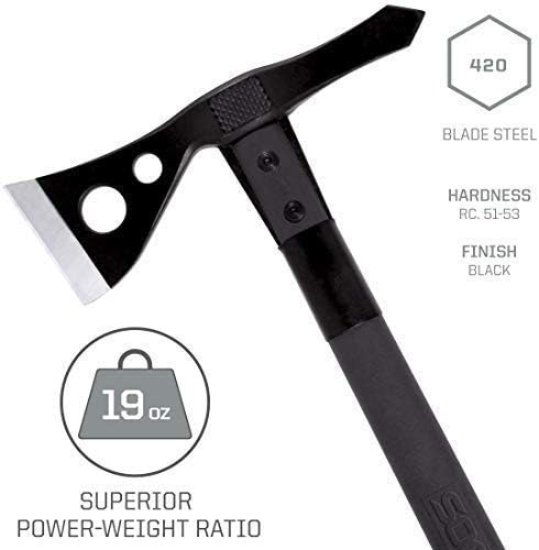 Survival Hawk Tactical Hatchet - Multi-Purpose Outdoor Tool with Fire Starter & Paracord Handle (SK1001-CP), Black