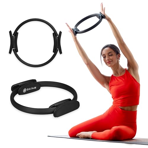 Gaiam Pilates Ring Fitness Circle - Lightweight & Durable Foam Padded Handles, Flexible Resistance Exercise Equipment for Toning Arms, Thighs/Legs & Core
