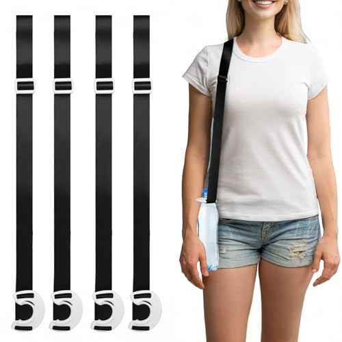 4 Pack Water Bottle Holder Lanyard, Adjustable Beverages Shoulder Strap for most 16.9 fl oz Bottles