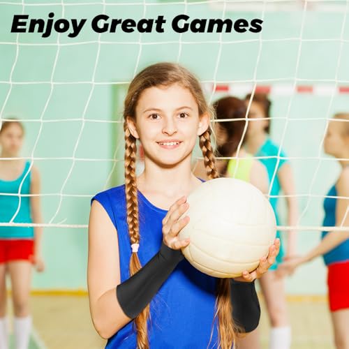 10 Inch Volleyball Arm Sleeves with Padding and Thumb Hole - Black, 1 Pair