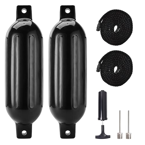 VANCUS 6.3 x 23 Inch Boat Fenders 2-Pack Black Docking Bumpers